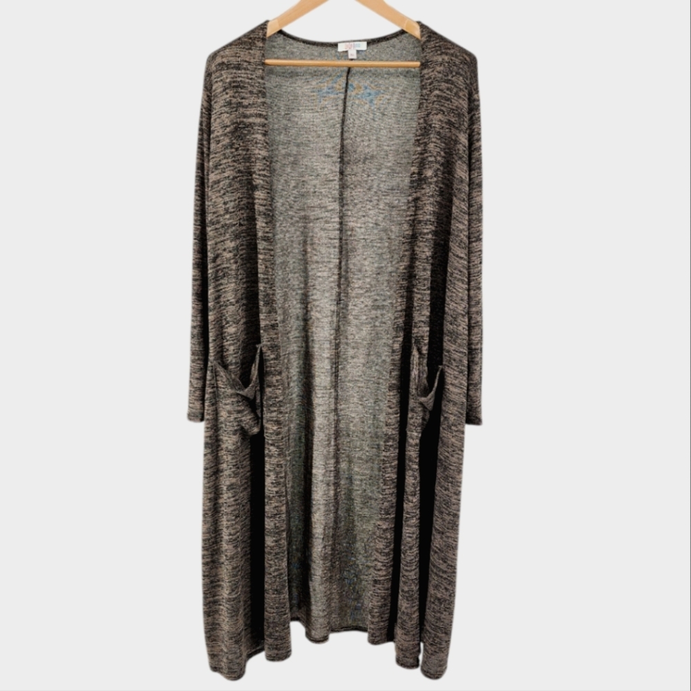 LuLaRoe Sara Duster Cardigan Two-tone Lightweight 3/4 Sleeves Brown XL